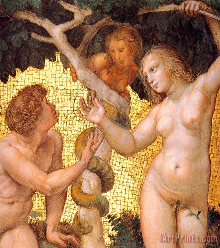 Raphael The Stanza Della Segnatura Ceiling Adam And Eve [detail 1] Art Print